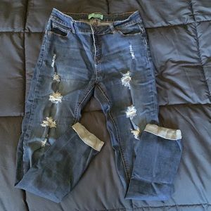 Wax Jeans Size 9 Ripped Look Cuffed Bottom Style